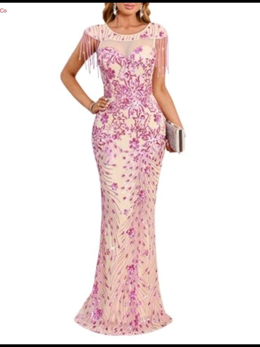 Sequin Mesh Bodycon Formal Maxi Evening Gown Cocktail Dress